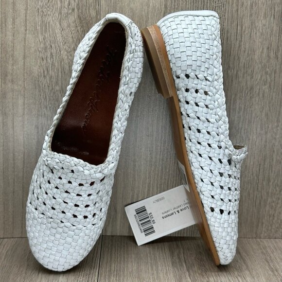 For Love & Lemons Shoes Womens Sz 7 Braided Leather Loafer Low Top Slip On White - Picture 8 of 13